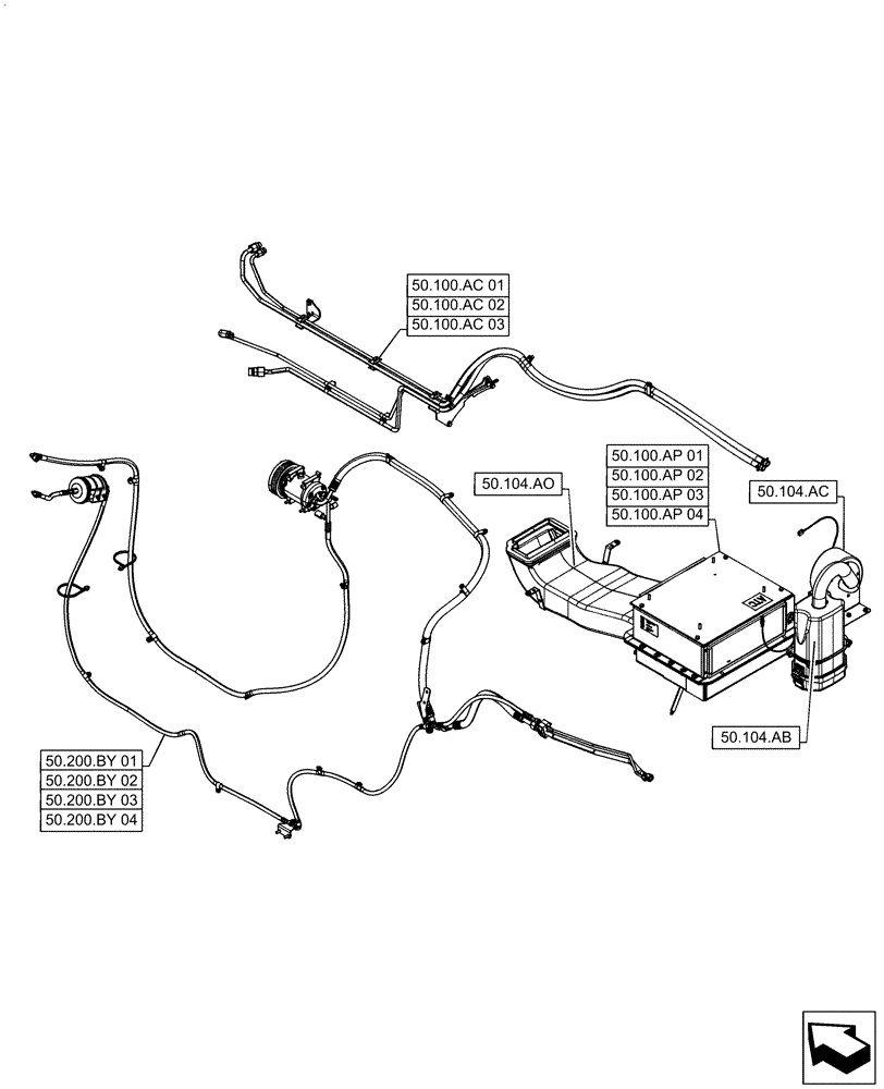 Схема запчастей Case IH STEIGER 470 - (50.000.00) - SECTION INDEX - CAB CLIMATE CONTROL (50) - CAB CLIMATE CONTROL