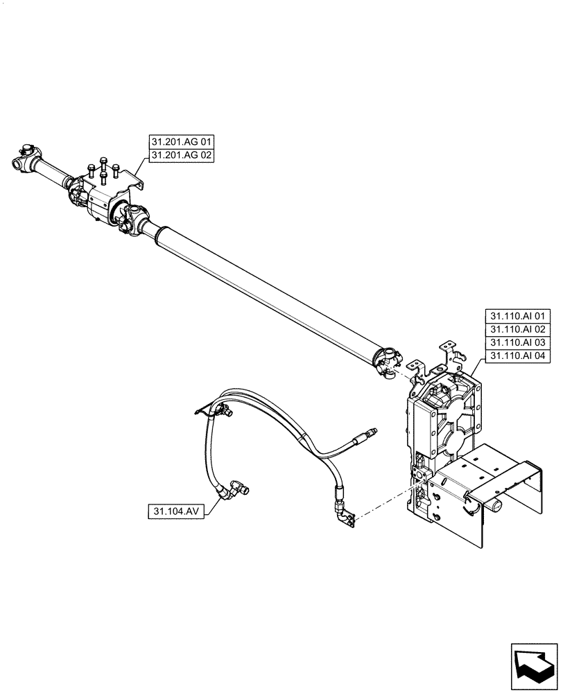 Схема запчастей Case IH QUADTRAC 470 - (00.000.31) - PICTORIAL INDEX - IMPLEMENT POWER TAKE-OFF (00) - GENERAL & PICTORIAL INDEX