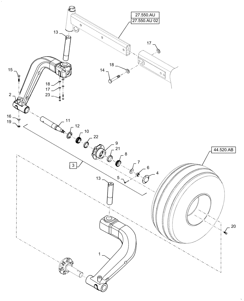 Схема запчастей Case IH WD2303 - (44.901.AB) - WHEEL ASSY, REAR AXLE, SPINDLE (44) - WHEELS