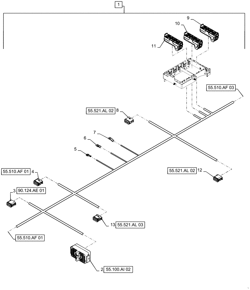 Схема запчастей Case IH PATRIOT 2250 - (55.510.AF[02]) - MAIN CAB HARNESS, PART II (55) - ELECTRICAL SYSTEMS