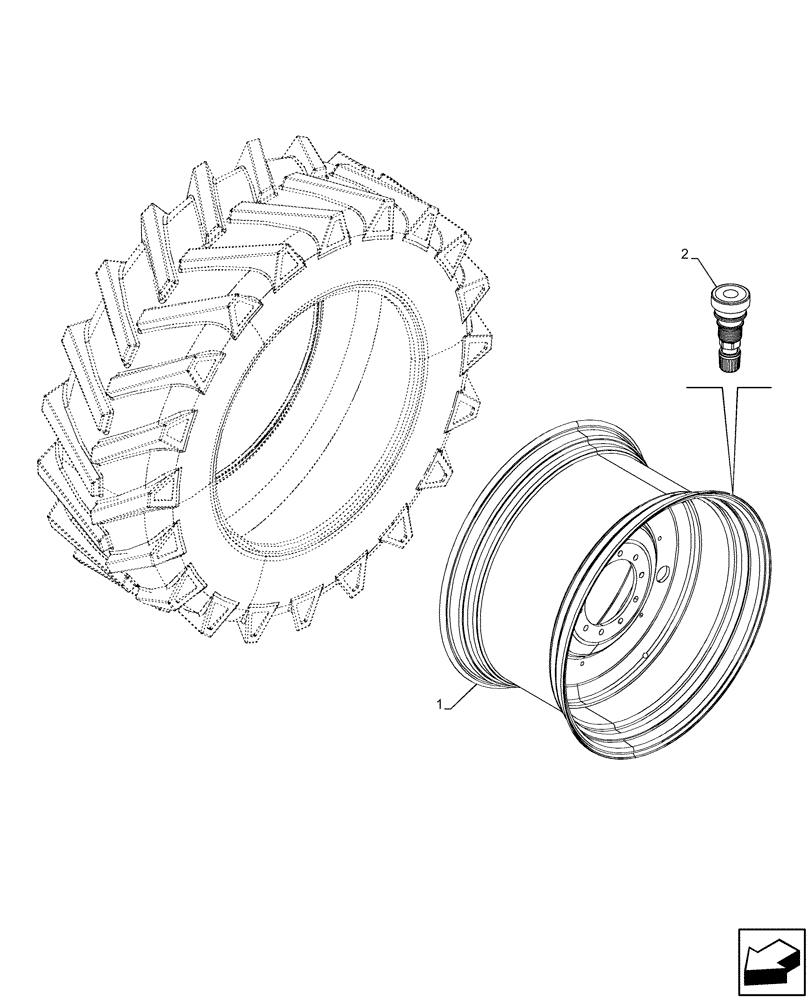 Схема запчастей Case IH OPTUM 300 CVT - (44.520.010) - VAR - 8950102, 8950901 - REAR, WHEEL (DWW25BX42) (44) - WHEELS