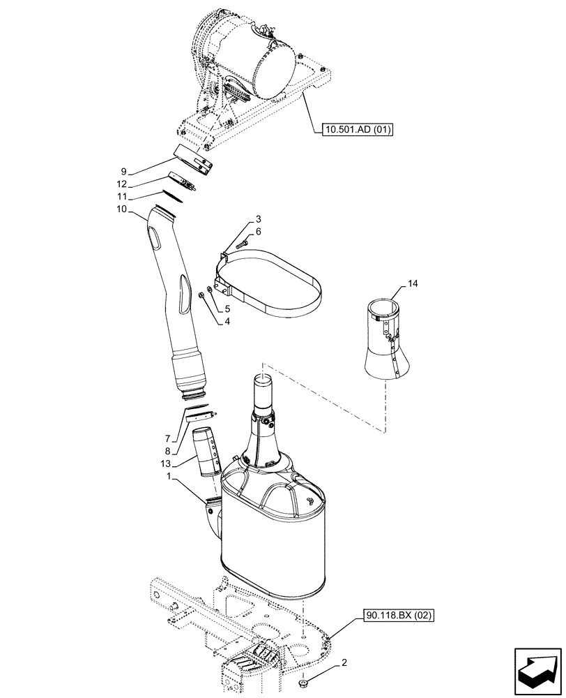 Схема запчастей Case IH PUMA 165 CVT - (10.254.AI[01A]) - VAR - 391130, 758000 - EXHAUST SYSTEM, MUFFLER - BEGIN YR 08-JAN-2014 (10) - ENGINE