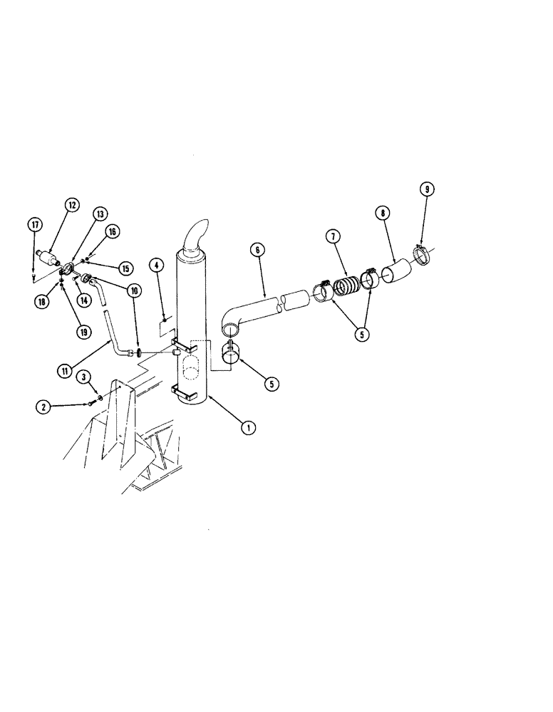 Схема запчастей Case IH 9260 - (2-023A) - EXHUAST SYSTEM, MUFFLER SUPPORT IS WELDED TO FRONT FRAME (02) - ENGINE