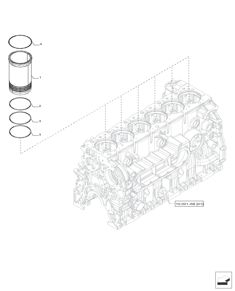 Схема запчастей Case IH F2CFP613C H006 - (10.001.AB[02]) - CYLINDER BLOCK (10) - ENGINE