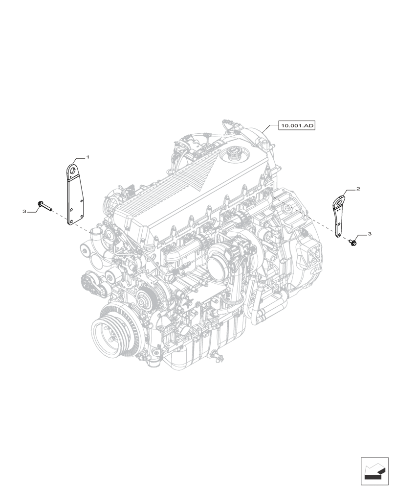 Схема запчастей Case IH F2CFP613C H006 - (10.001.AK[01]) - ENGINE MOUNT (10) - ENGINE