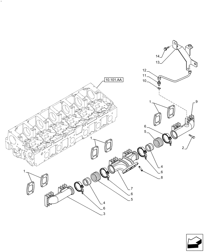 Схема запчастей Case IH F2CFE613C B041 - (10.254.AC) - EXHAUST MANIFOLD (10) - ENGINE