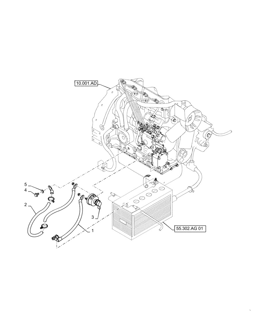 Схема запчастей Case IH SV185 - (55.302.AI[01]) - BATTERY DISCONNECT MED ISM (SR175,SV185) (55) - ELECTRICAL SYSTEMS