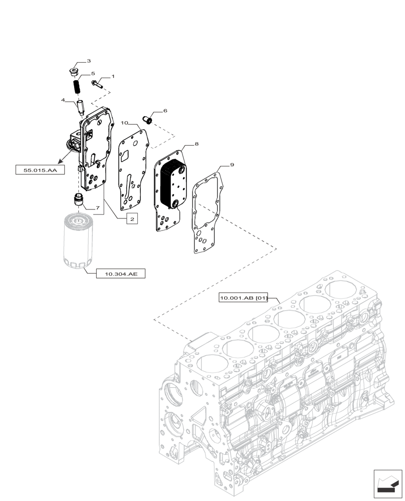 Схема запчастей Case IH F4HFP613A H001 - (10.408.AC) - HEAT EXCHANGER (10) - ENGINE