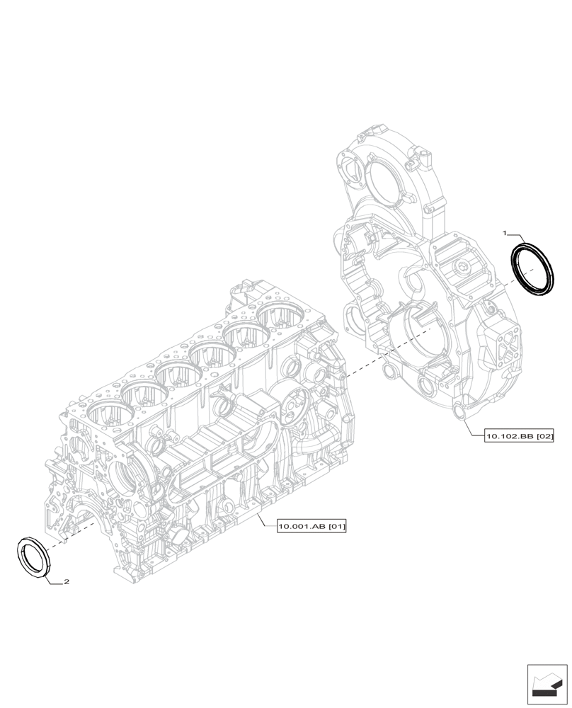 Схема запчастей Case IH F2CFE613J A010 - (10.103.AL) - CRANKSHAFT OIL SEALS 