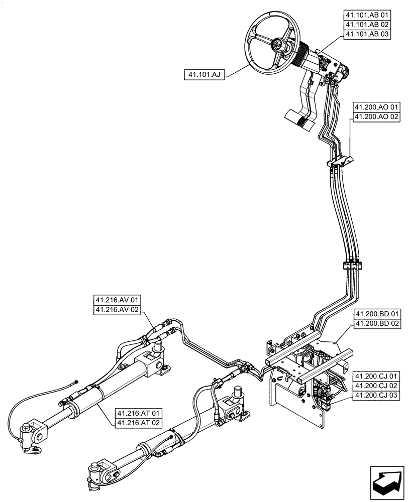 Схема запчастей Case IH QUADTRAC 470 - (00.000.41) - PICTORIAL INDEX - STEERING (00) - GENERAL & PICTORIAL INDEX