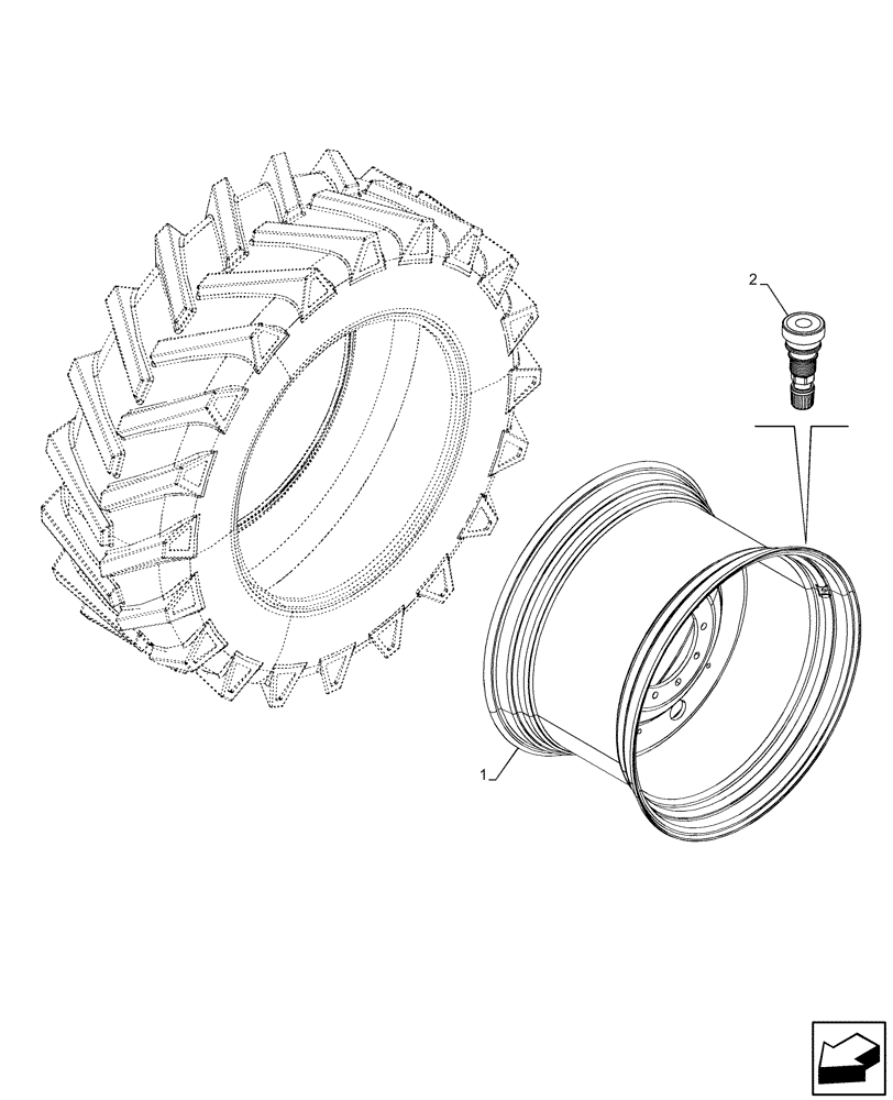 Схема запчастей Case IH OPTUM 270 CVT - (44.520.020) - VAR - 8950301 - REAR, WHEEL (DWW25BX38) (44) - WHEELS