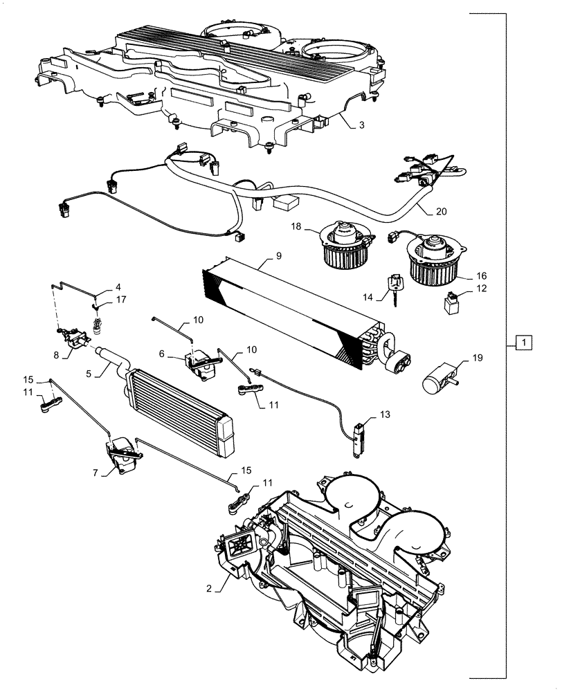 Схема запчастей Case IH FARMALL 40C - (50.200.CB[01]) - AIR CONDITIONER, ASSY, FARMALL 35C (50) - CAB CLIMATE CONTROL