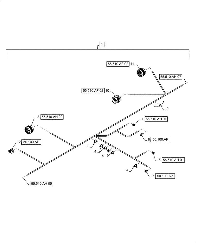 Схема запчастей Case IH 6140 - (55.510.AH[06]) - WIRE HARNESS, LOWER ROOF, CONTINUED (55) - ELECTRICAL SYSTEMS