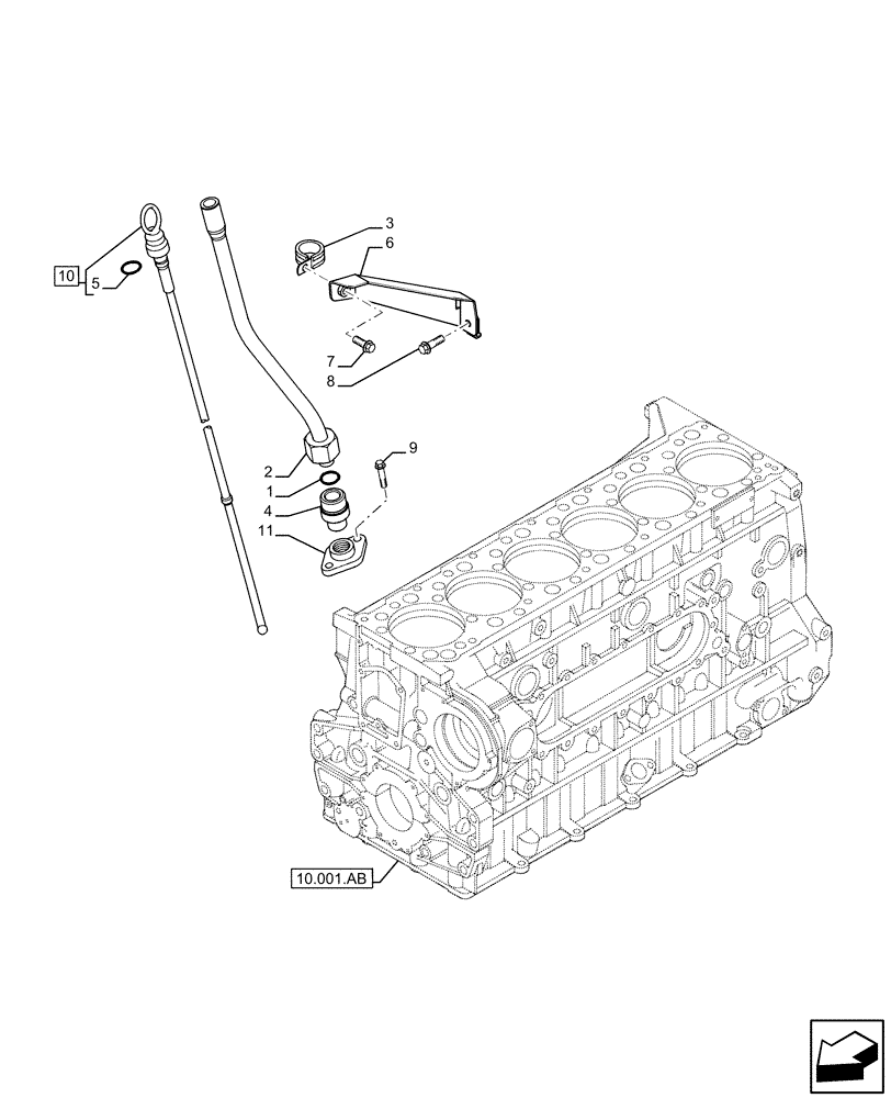 Схема запчастей Case IH F3JFE613B B006 - (10.304.AJ) - ENGINE OIL, DIPSTICK (10) - ENGINE