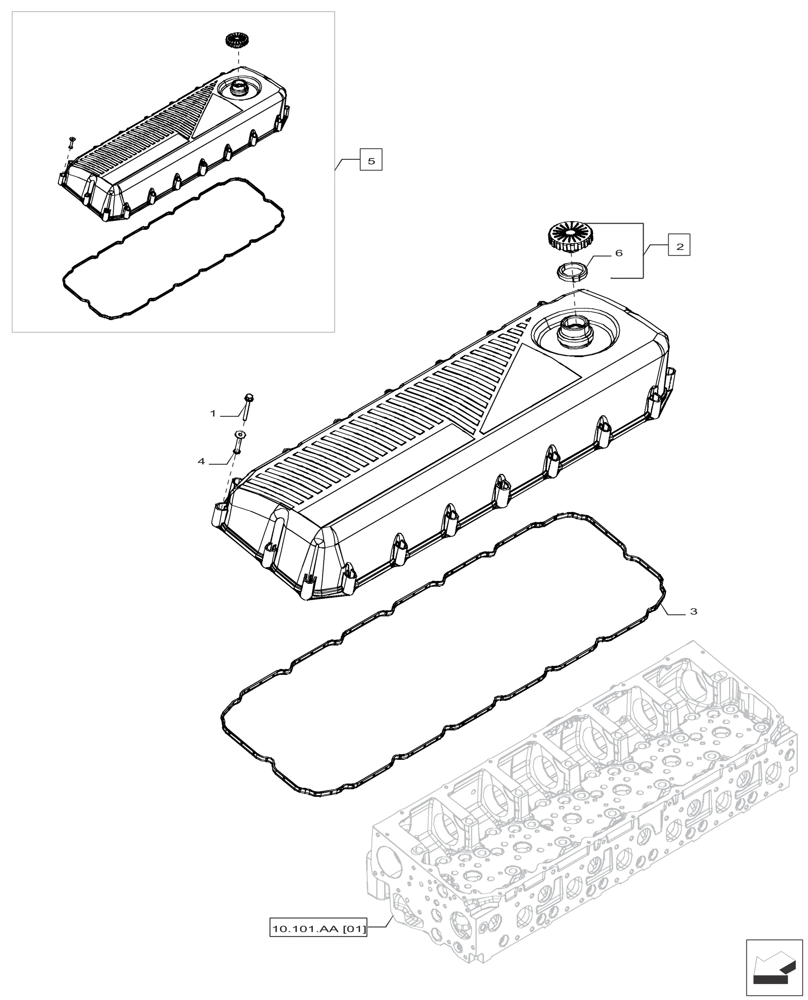 Схема запчастей Case IH F2CFP613C H006 - (10.101.AB) - VALVE COVER (10) - ENGINE