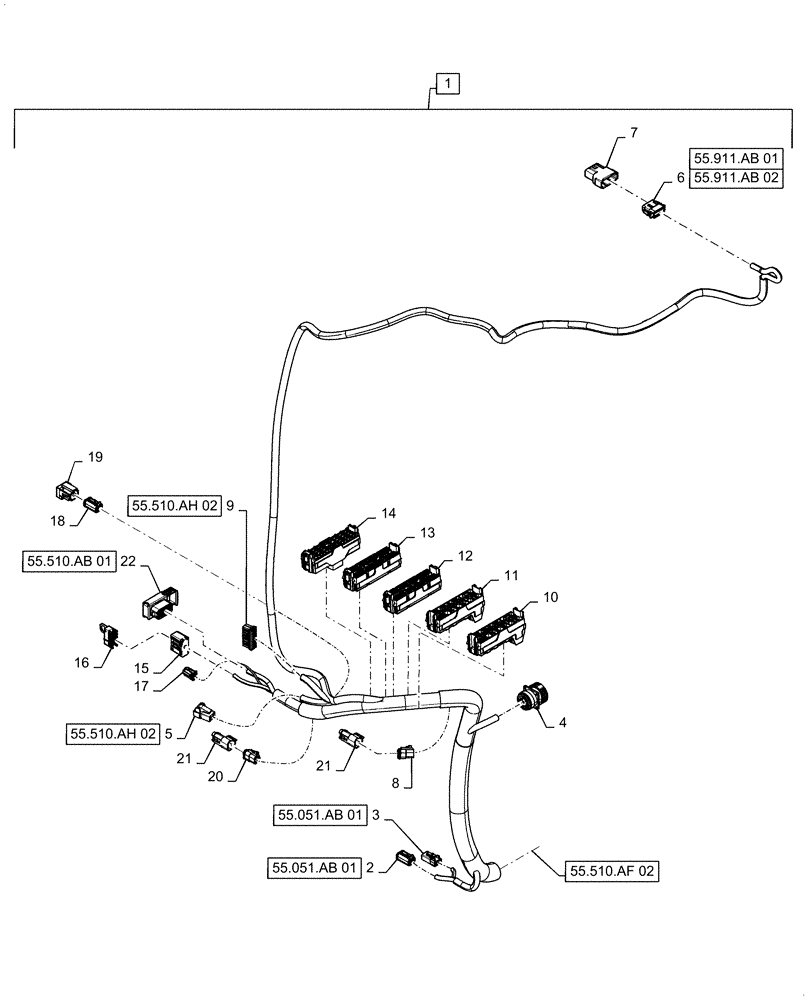 Схема запчастей Case IH PATRIOT 2250 - (55.510.AF[03]) - MAIN CAB HARNESS, PART III (55) - ELECTRICAL SYSTEMS