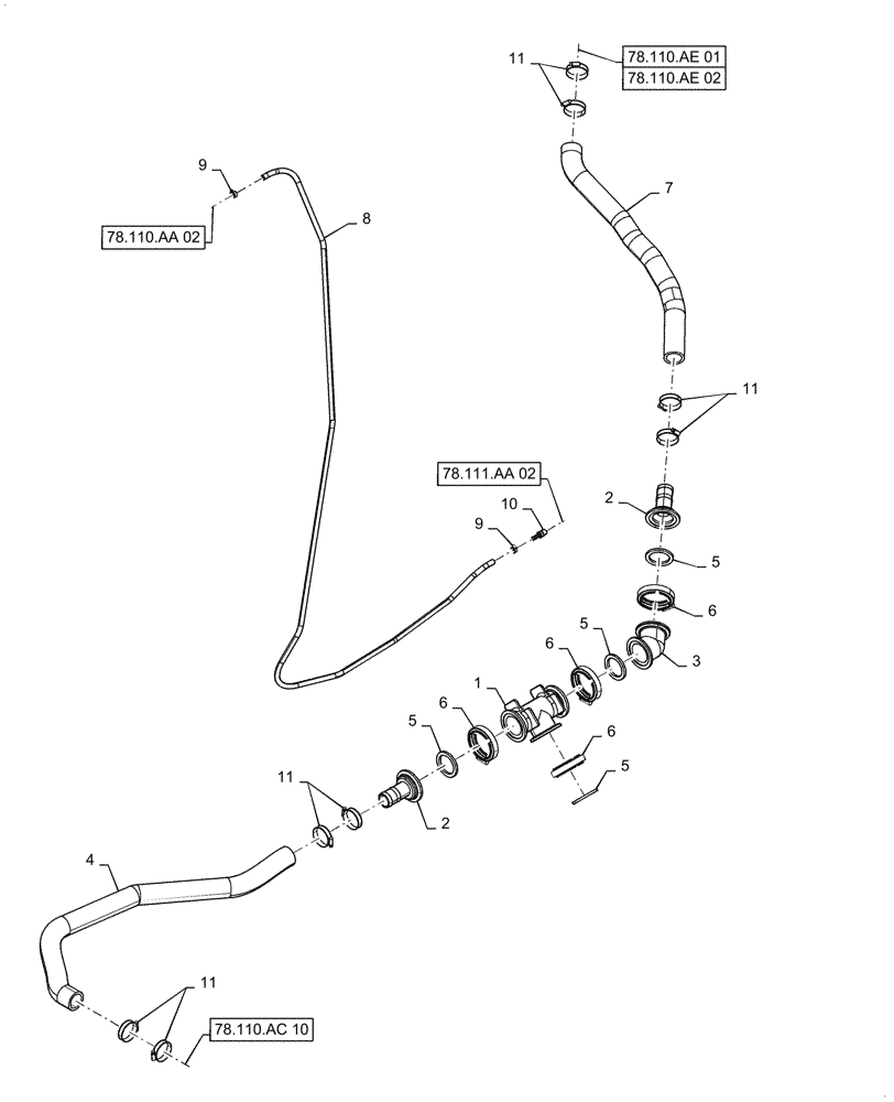 Схема запчастей Case IH PATRIOT 2250 - (78.110.AC[09]) - PRODUCT PUMP PLUMBING, OUTLET SIDE (78) - SPRAYING
