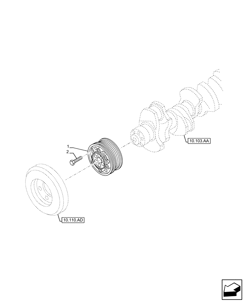 Схема запчастей Case IH F3JFE613B B006 - (10.103.AG) - CRANKSHAFT PULLEY (10) - ENGINE