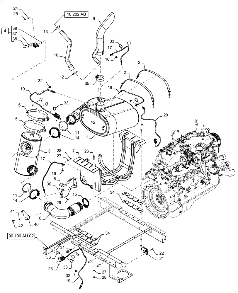 Схема запчастей Case IH WD2104 - (10.500.AO) - EXHAUST SYSTEM, SCR (10) - ENGINE