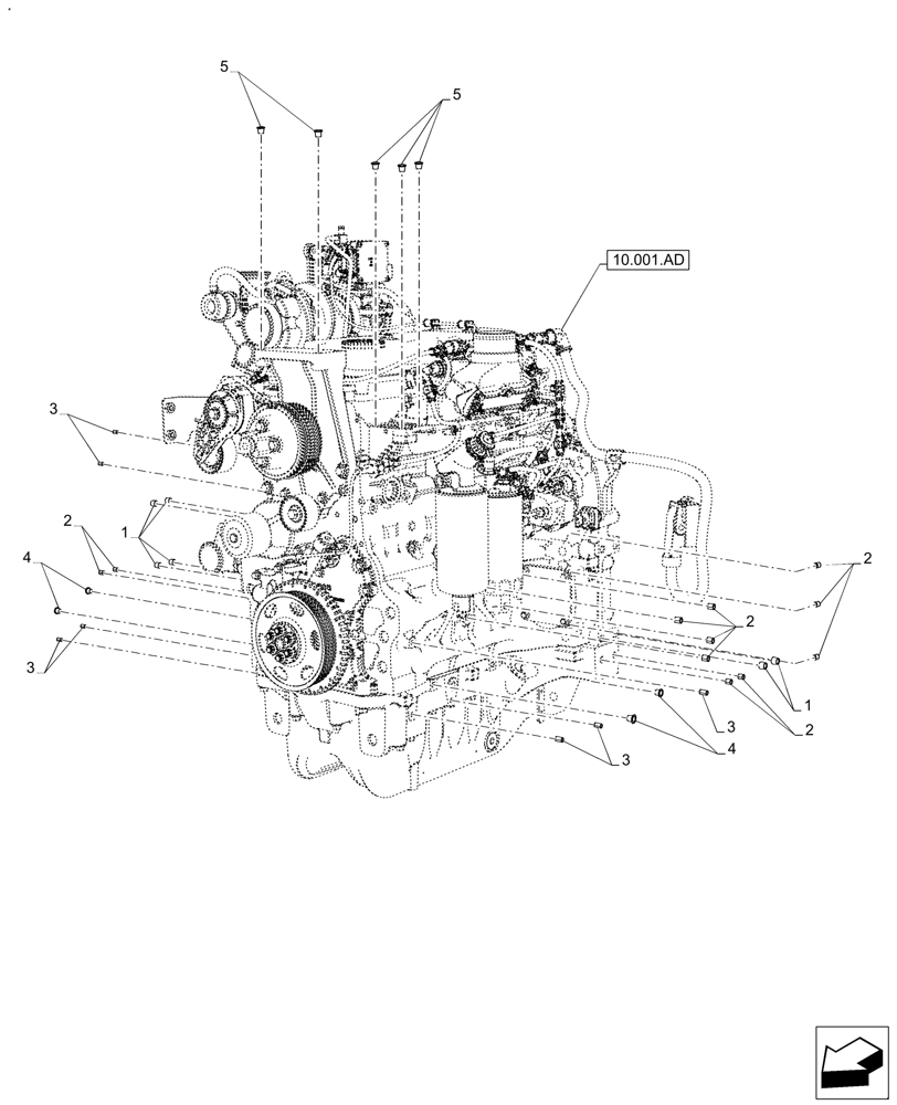 Схема запчастей Case IH FARMALL 140A - (10.001.AF) - VAR - 391265 - ENGINE, PLUGS (10) - ENGINE