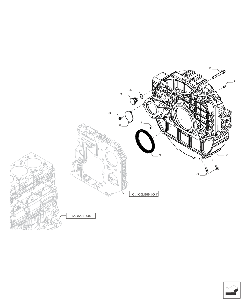 Схема запчастей Case IH F4HFP613A H001 - (10.102.BB[02]) - HOUSING & COVERS (10) - ENGINE