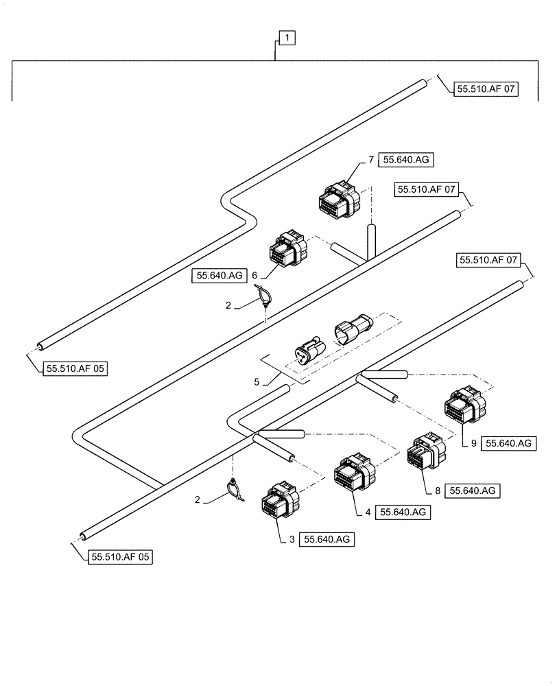 Схема запчастей Case IH 5140 - (55.510.AF[06]) - WIRE HARNESS, CAB MAIN, CONTINUED (55) - ELECTRICAL SYSTEMS