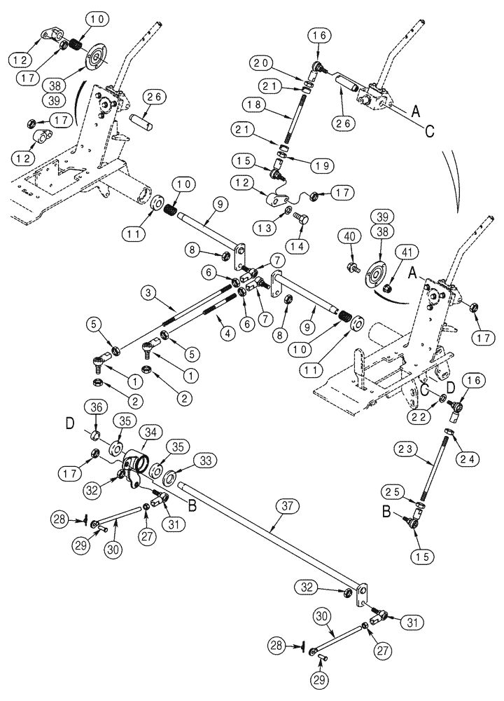 Схема запчастей Case IH 85XT - (09-17) - LINKAGE LOADER & GROUND DRIVE, MODELS WITHOUT FOOT CTRLS, N. AMERICAN JAF0352234-, EURO. JAF0352715- (09) - CHASSIS