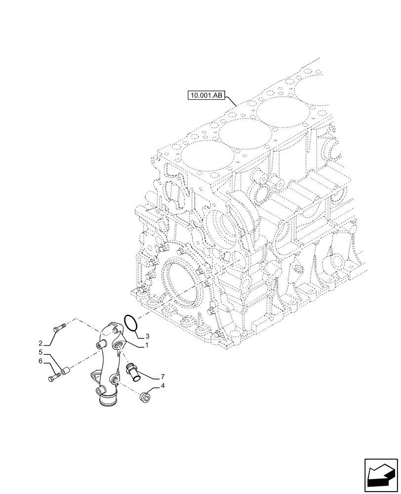 Схема запчастей Case IH F2CFE613F B003 - (10.400.AQ) - WATER PUMP LINE (10) - ENGINE