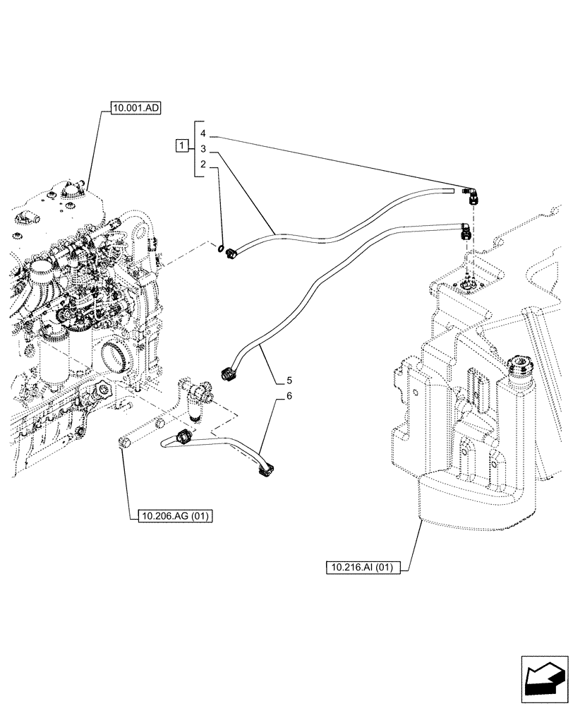 Схема запчастей Case IH PUMA 220 - (10.216.BA[01]) - VAR - 391131, 758001 - FUEL TANK, LINE (10) - ENGINE