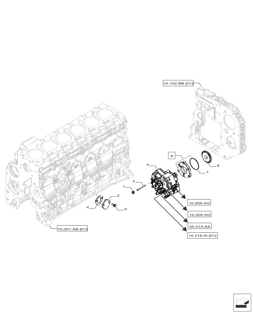 Схема запчастей Case IH F4HFP613A H001 - (10.218.AR) - INJECTION PUMP DRIVE (10) - ENGINE