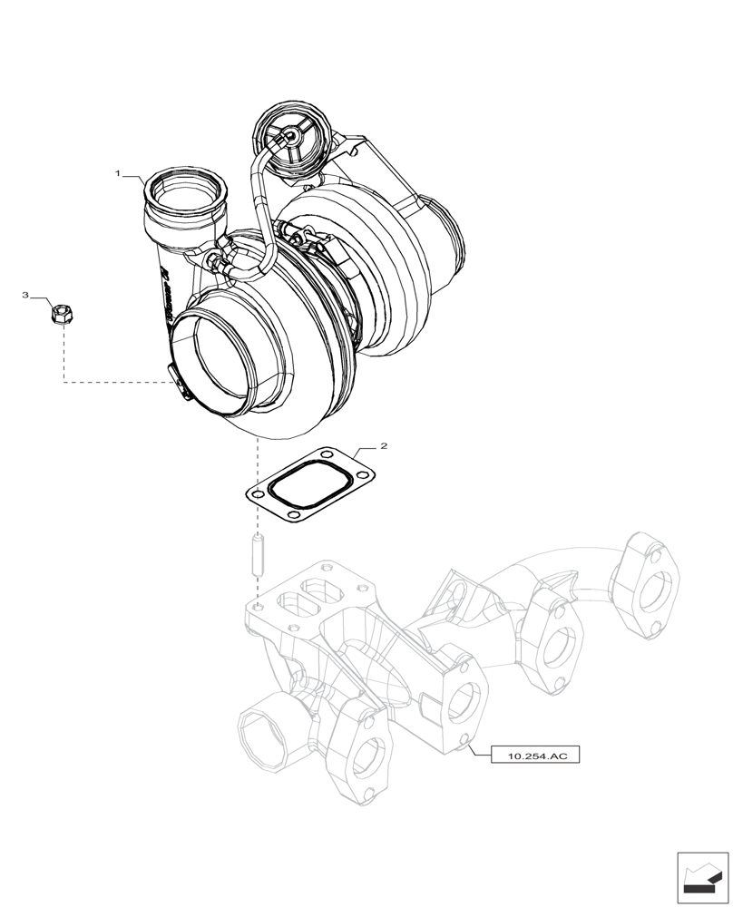 Схема запчастей Case IH F4HFP613B H005 - (10.250.AC) - TURBOCHARGER (10) - ENGINE