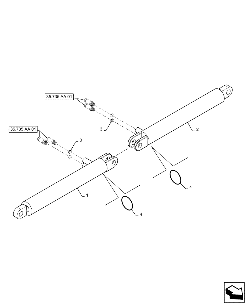 Схема запчастей Case IH PATRIOT 2250 - (35.735.AA[03]) - AXLE ADJUSTMENT, HYDRAULIC CYLINDER (35) - HYDRAULIC SYSTEMS