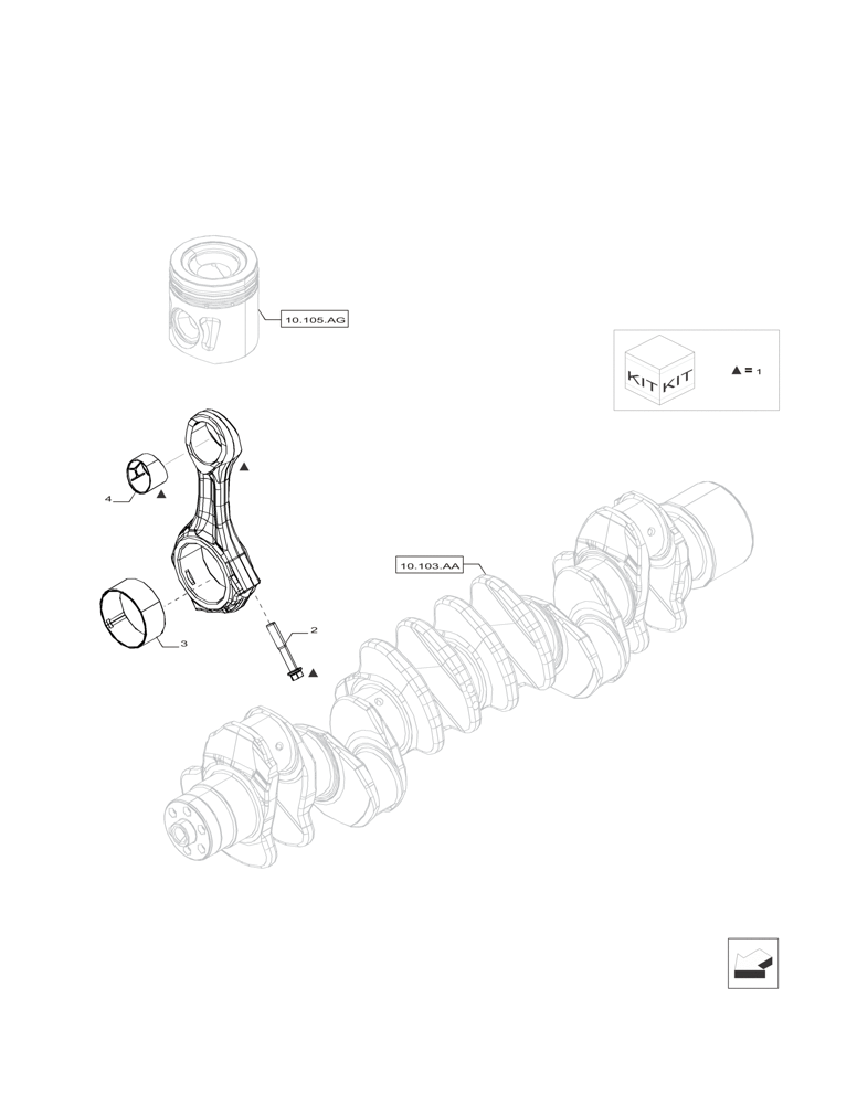 Схема запчастей Case IH F2CFP613A H001 - (10.105.AB) - CONNECTING ROD & PISTON (10) - ENGINE