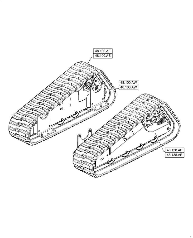 Схема запчастей Case IH TR340 - (48.000.00) - PICTORIAL INDEX - SUSPENSION AND TRACKS (48) - TRACKS & TRACK SUSPENSION