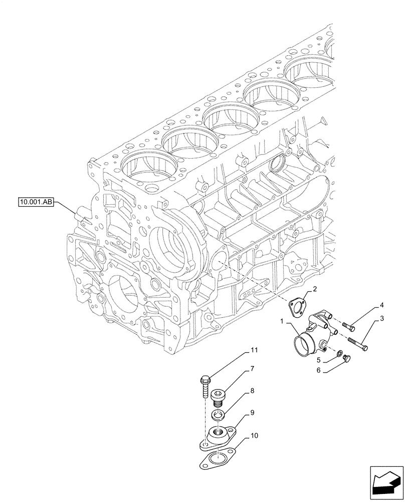 Схема запчастей Case IH F3JFE613B B006 - (10.400.AQ) - WATER PUMP LINE (10) - ENGINE