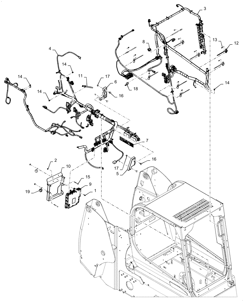 Схема запчастей Case IH SR130 - (55.101.AC[04]) - WIRE HARNESS & CONNECTOR, ELECTRONIC CONTROLS, OPEN CAB (24-AUG-2015 & PRIOR) (55) - ELECTRICAL SYSTEMS