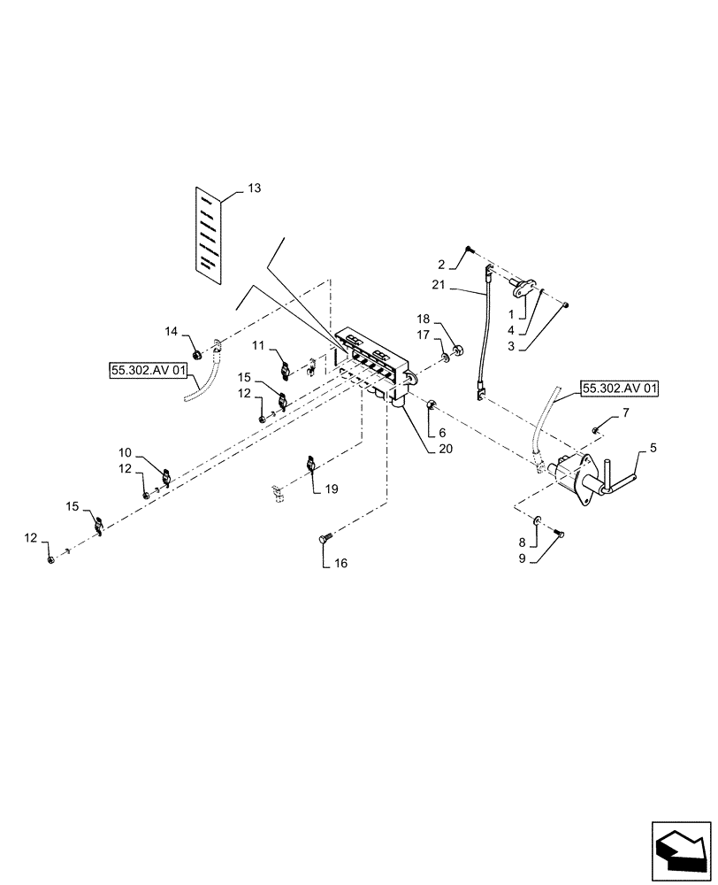 Схема запчастей Case IH PATRIOT 2250 - (55.302.AI[01]) - BATTERY BOX FUSE BOX, AND DISCONNECT (55) - ELECTRICAL SYSTEMS