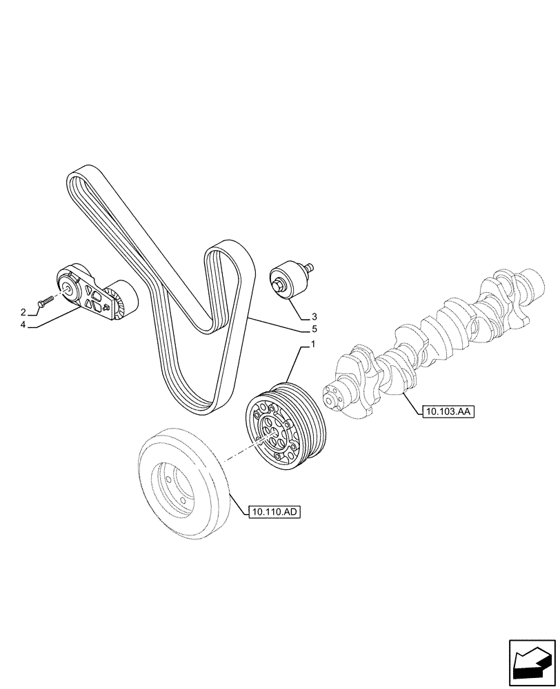 Схема запчастей Case IH F2CFE613F B003 - (10.414.AE) - BELT TENSIONER (10) - ENGINE