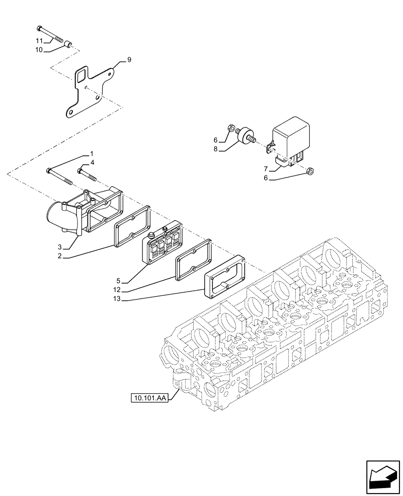 Схема запчастей Case IH F2CFE613F B041 - (10.254.AM) - INLET MANIFOLD (10) - ENGINE