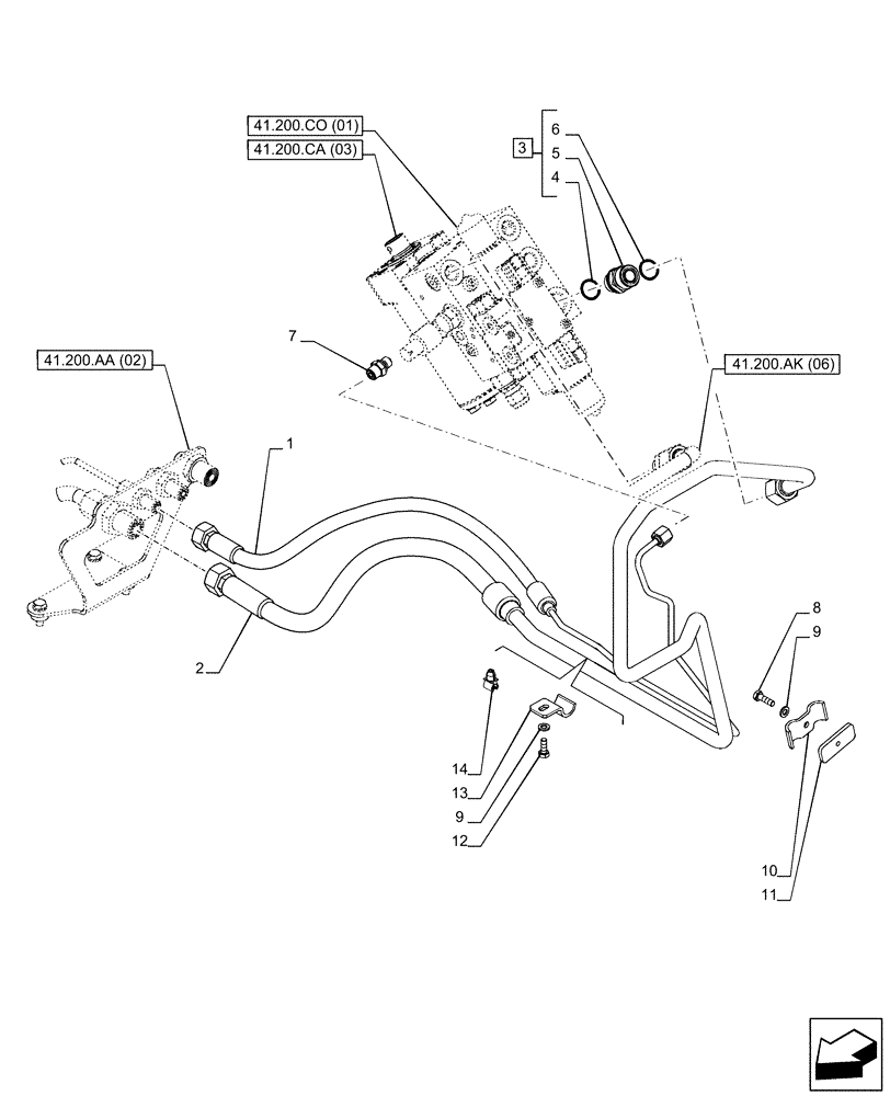 Схема запчастей Case IH PUMA 185 - (41.200.AA[07A]) - VAR - 337438, 337468, 337466, 758268, 758269, 758272, 758273 - STEERING VALVE, LINE, AUTOGUIDANCE SYSTEM, POWERSHIFT - BEGIN YR 03-APR-2014 (41) - STEERING