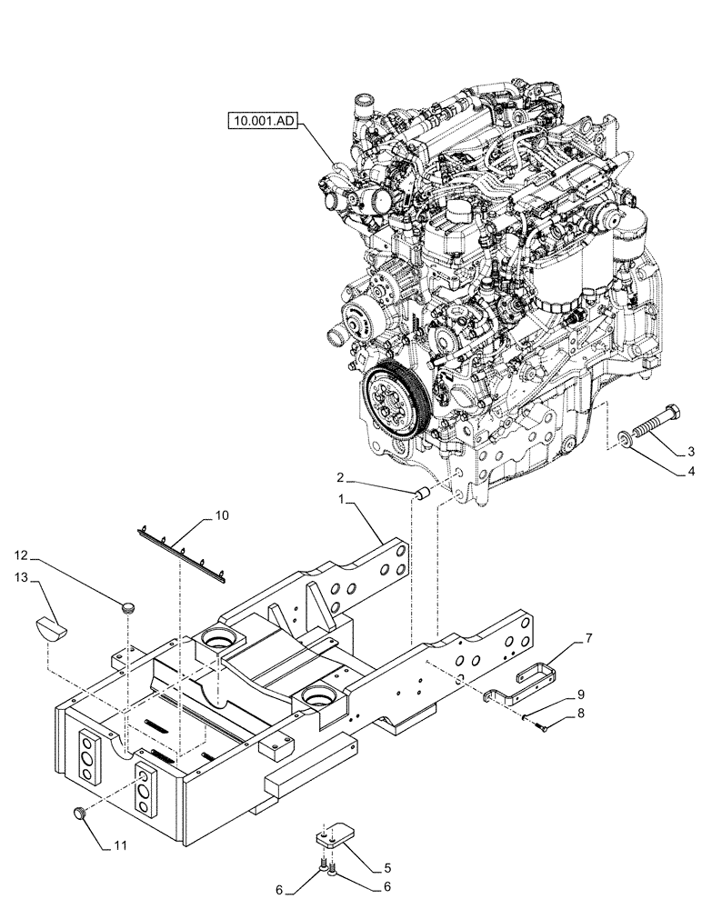 Схема запчастей Case IH FARMALL 115C - (25.100.AV[01]) - VAR - 334216 - FRONT AXLE SUPPORT, 4WD (25) - FRONT AXLE SYSTEM