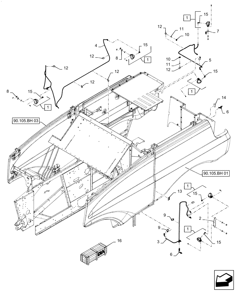 Схема запчастей Case IH 5140 - (55.404.CN) - VAR - 722736 - UNDERPANEL LIGHT (55) - ELECTRICAL SYSTEMS