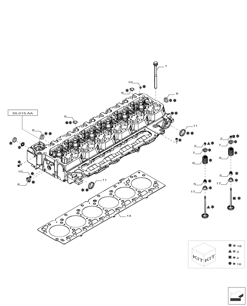 Схема запчастей Case IH F4HFP613B H005 - (10.101.AA) - CYLINDER HEAD & RELATED PARTS (10) - ENGINE