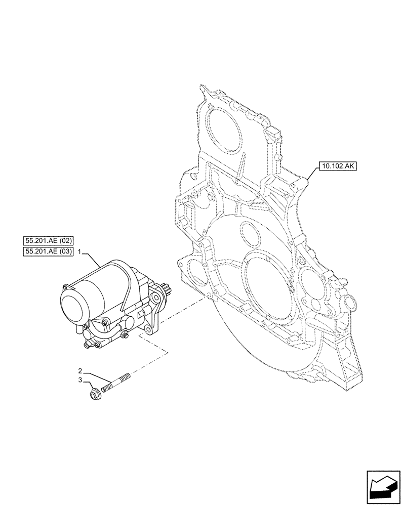 Схема запчастей Case IH F3JFE613A B005 - (55.201.AE[01]) - STARTER MOTOR (55) - ELECTRICAL SYSTEMS