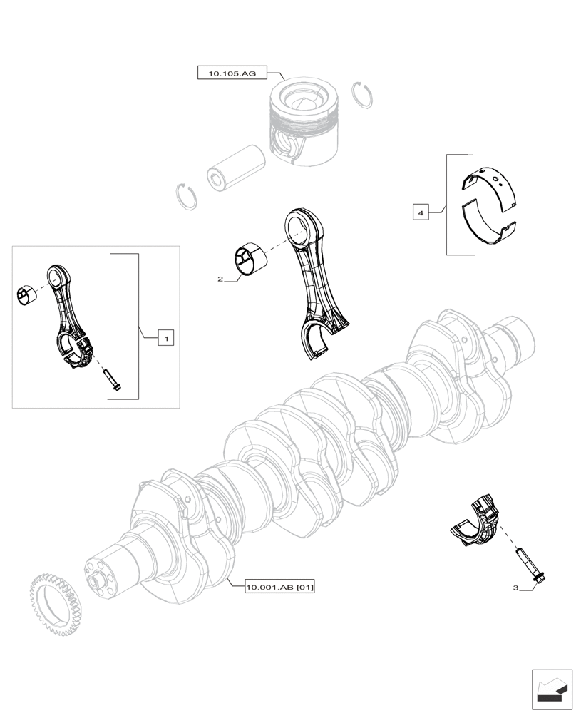 Схема запчастей Case IH F4HFP613A H001 - (10.105.AB) - CONNECTING ROD & PISTON (10) - ENGINE