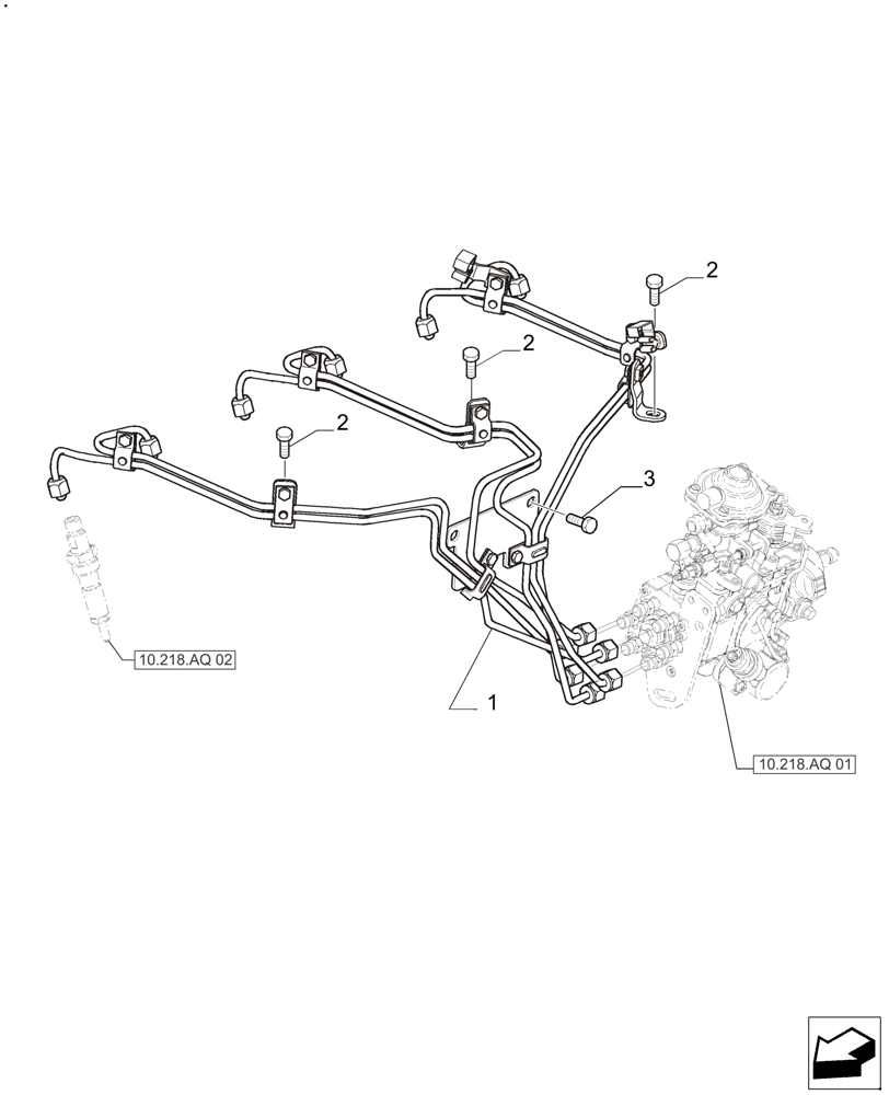 Схема запчастей Case IH FARMALL 140A - (10.218.AI[01A]) - INJECTION PIPE 6 CYL (10) - ENGINE