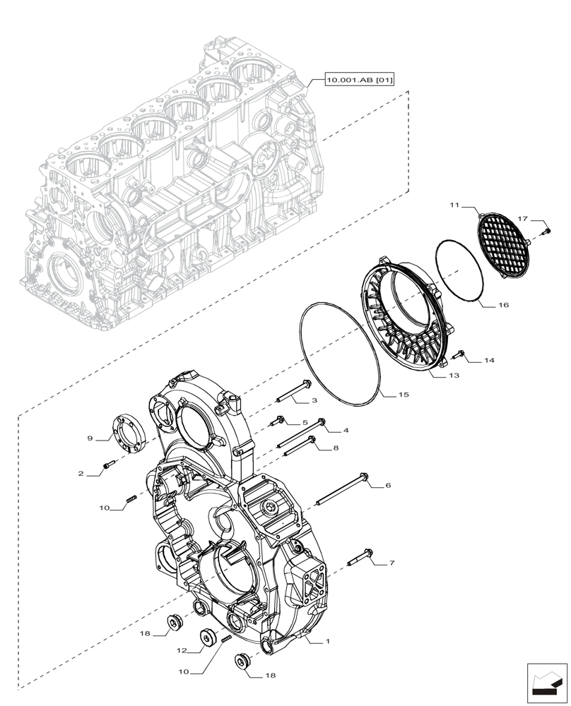 Схема запчастей Case IH F2CFP613A H001 - (10.102.BB[02]) - HOUSING & COVERS (10) - ENGINE