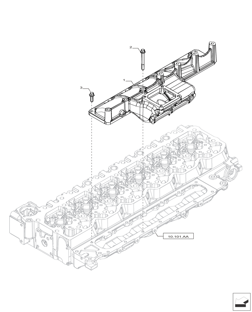 Схема запчастей Case IH F4HFP613B H005 - (10.254.AM[01]) - INTAKE & EXHAUST MANIFOLD (10) - ENGINE