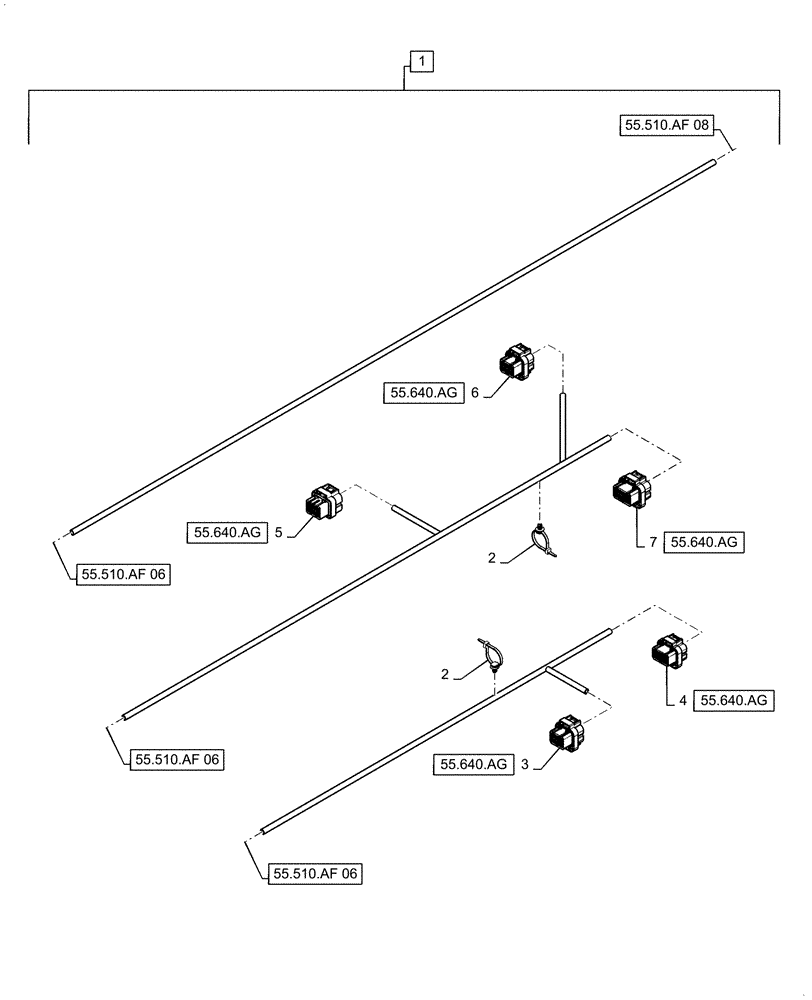 Схема запчастей Case IH 6140 - (55.510.AF[07]) - WIRE HARNESS, CAB MAIN, CONTINUED (55) - ELECTRICAL SYSTEMS