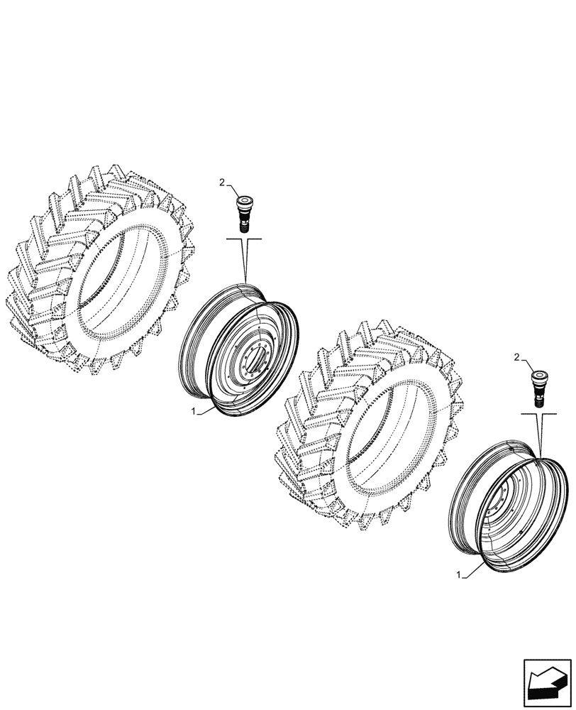 Схема запчастей Case IH OPTUM 270 CVT - (44.520.090) - VAR - 8416401, 8452501 - DUAL, REAR, WHEEL (DW15LX50) (44) - WHEELS